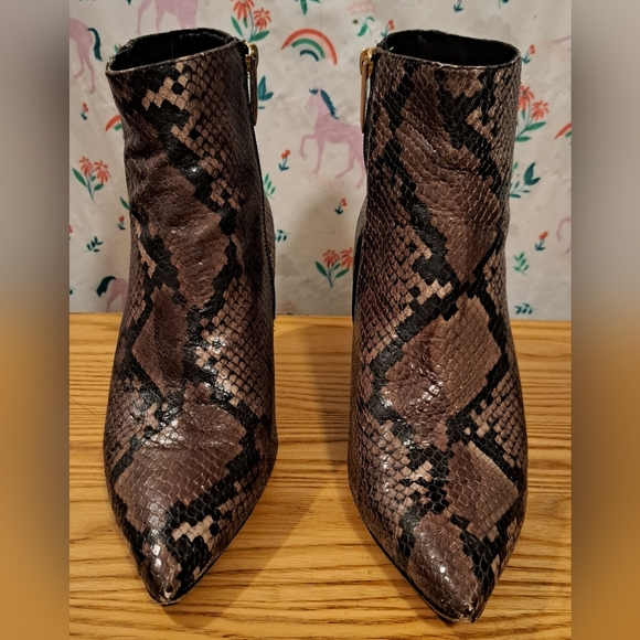 L’agence Aimee Brown Snake Skin Boho Indie Kitten Boot Heel Shoe SZ 8 - Picture 2 of 8